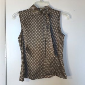 Silk Light Green/Champagne Polka Dot Talbots Top